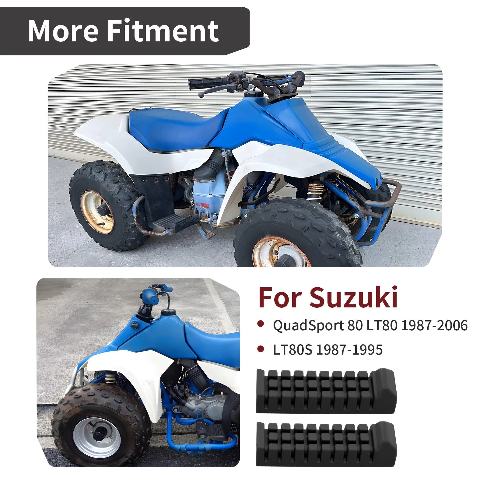 2X Foot Peg Rest Rubber for Suzuki QuadSport 80 LT80 LT80S (1987–2006) 43551-40B00