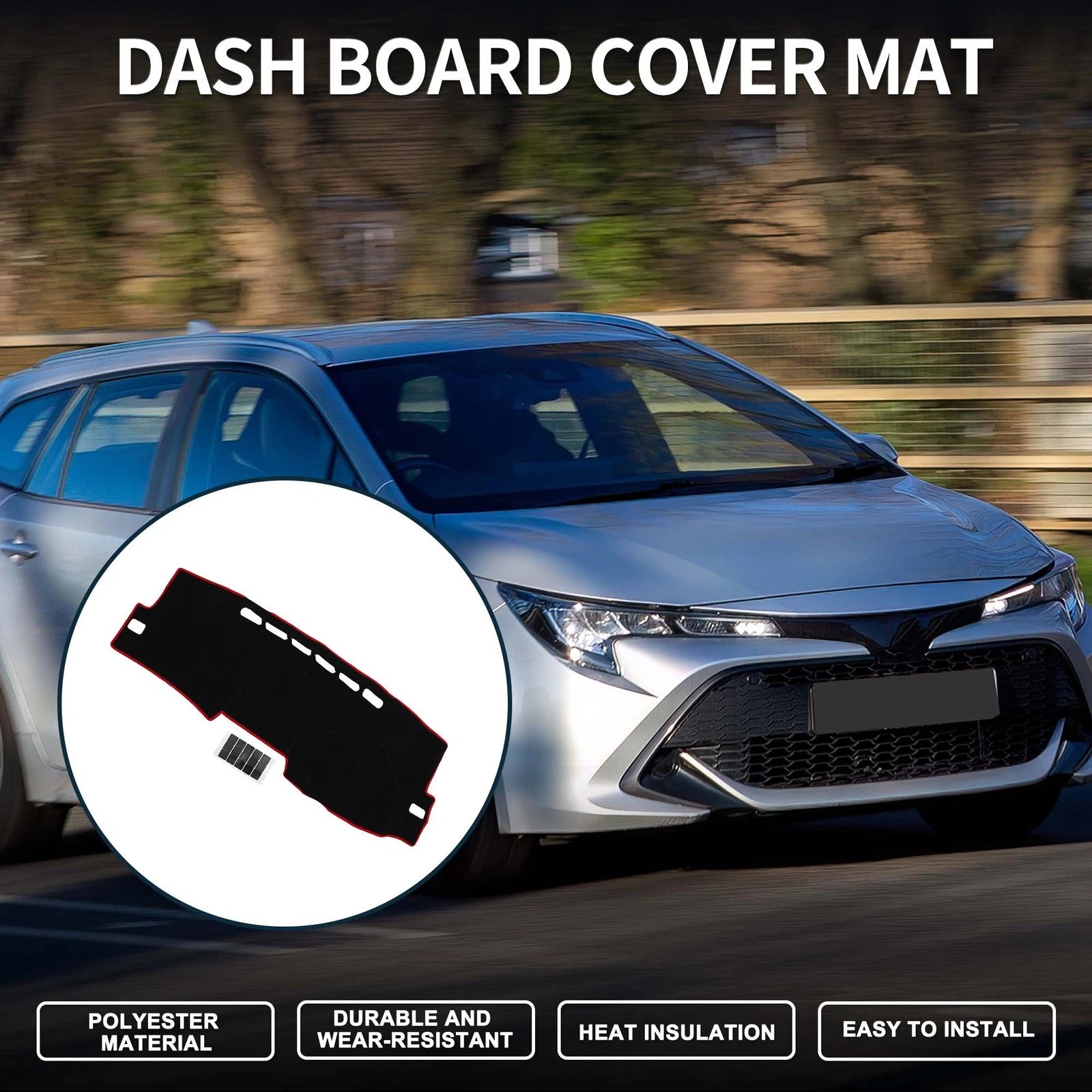 Dash Cover Mat Replacement for Toyota Corolla 2007–2012 with Sticker Set