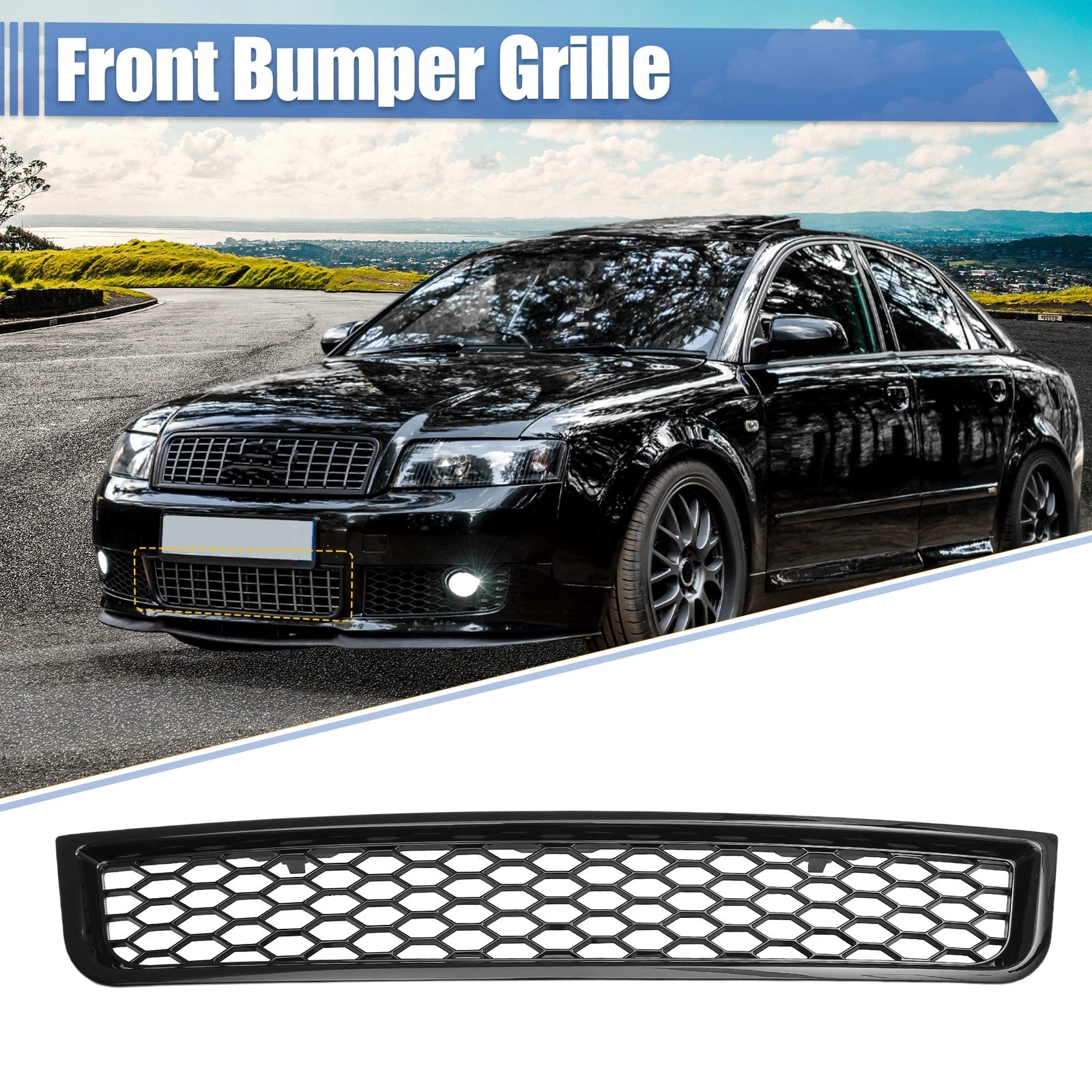 Front Bumper Grille Replacement for Audi A4 B6 Sedan (2002–2005) Black