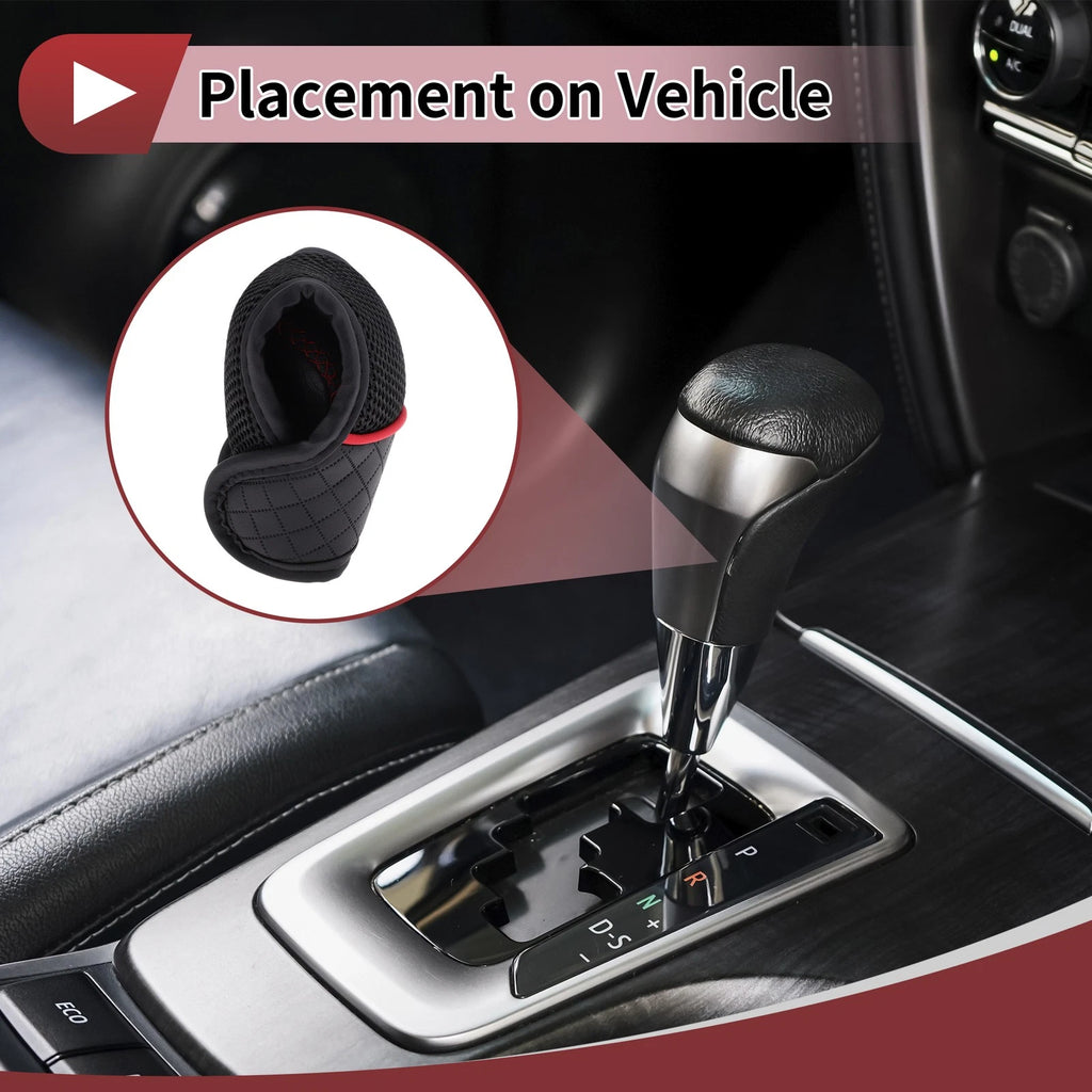 Gear Shift Knob Cover for Car SUV T-Shaped Hook Loop Black Red