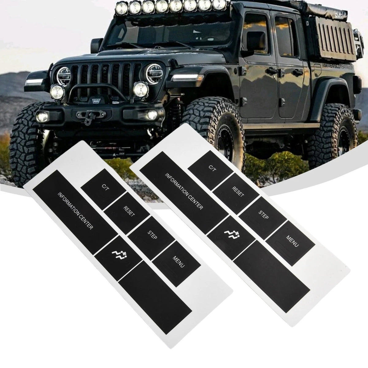 Control Panel Repair Sticker Set for Chrysler Jeep (2PCS) Black Vinyl