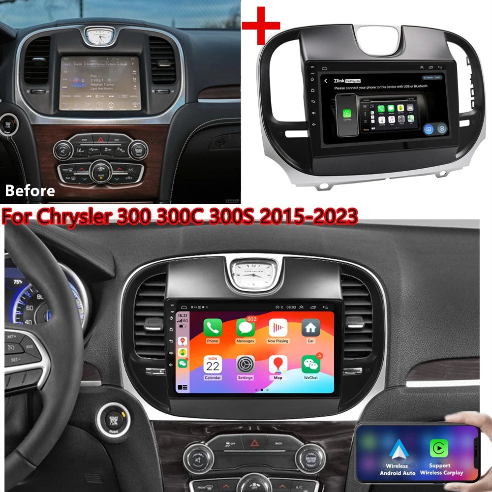 9'' Car Stereo Radio Head Unit for Chrysler 300 300C 300S (2015–2023)