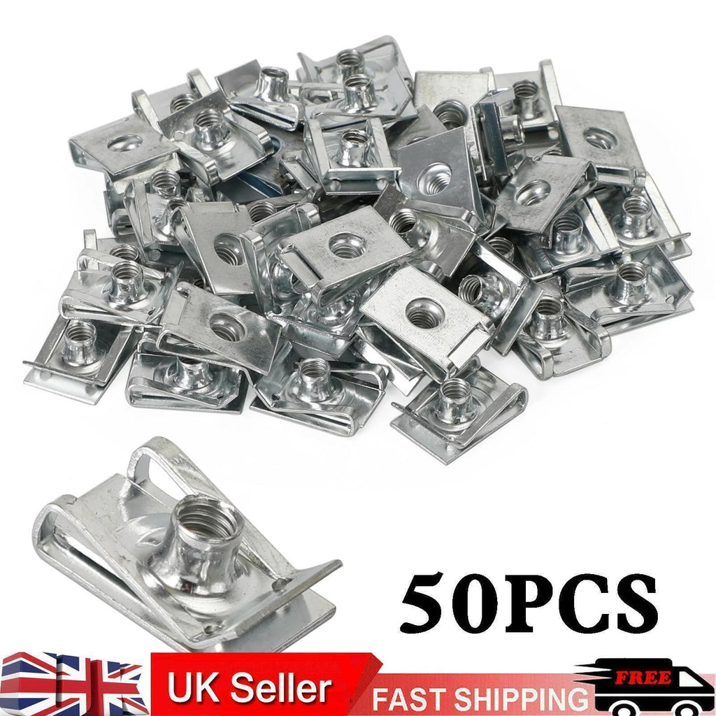 50x Motorcycle Fairing Bolt Nut Zinc-plated Screw Clip 6mm for Honda T