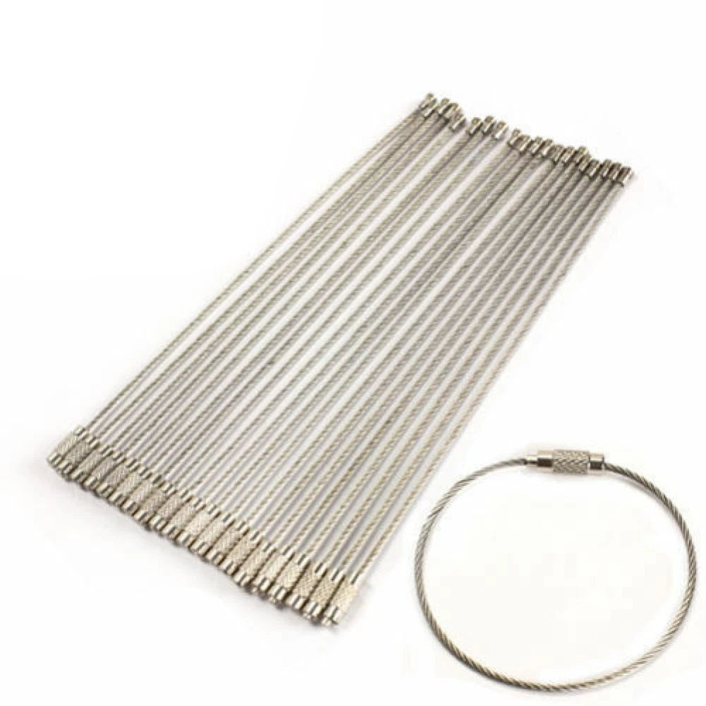10Pack Stainless EDC Aircraft Cable Wire Key Chain Ring Twist Lock