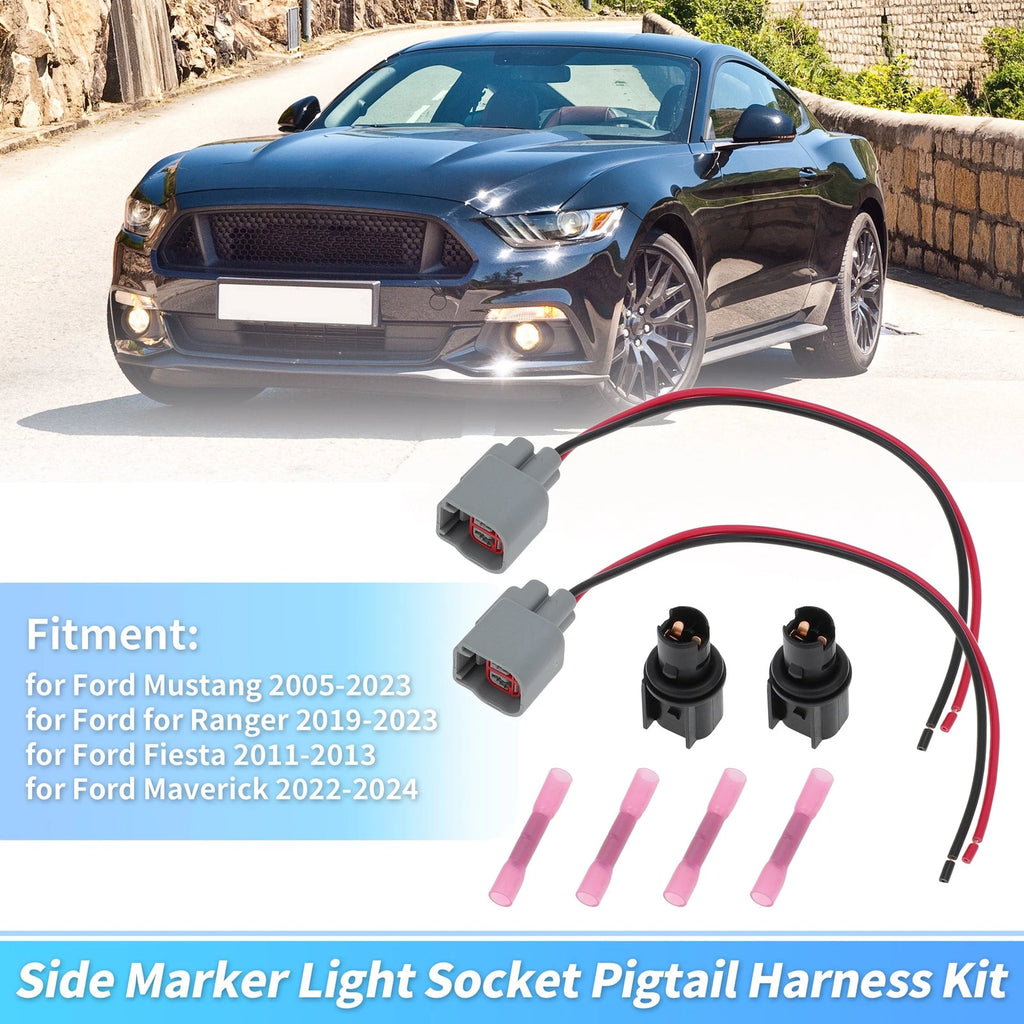 Side Marker Light Bulb Socket Pigtail Wiring Set for Ford Fiesta (2011–2019)