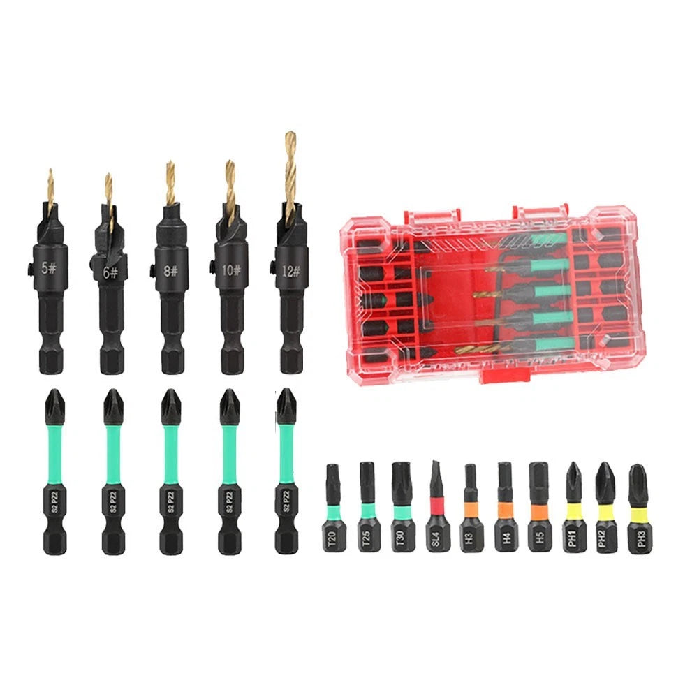 20PCS Drill Bit Set with Hex Shank for Woodworking