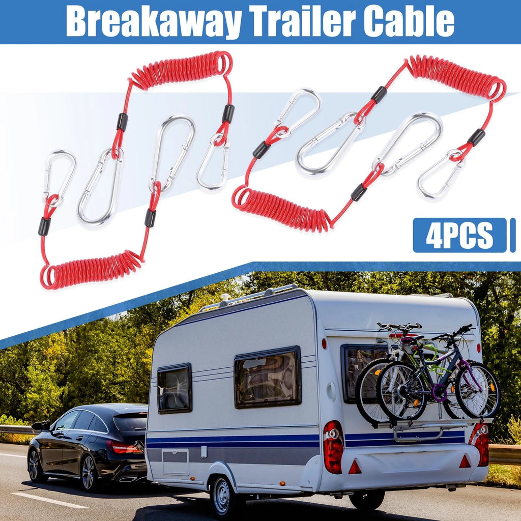 4pc Trailer Breakaway Cable Spring Extension Towing Wire for RV Trailer (6ft) (OEM Replacement)