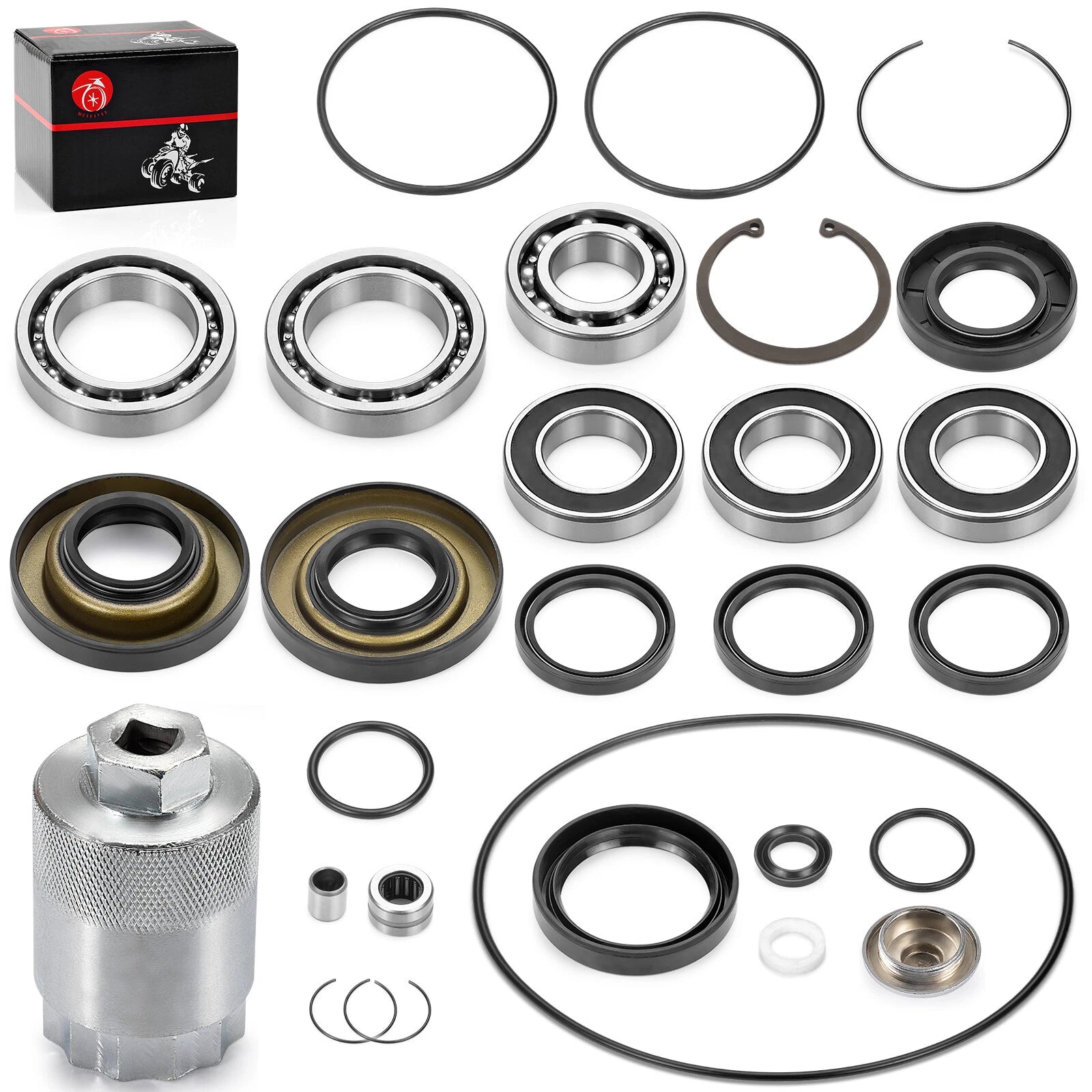 Rear Differential Bearings Seals Kit w/Nut Tool for Honda Recon 250 (2002–2023)