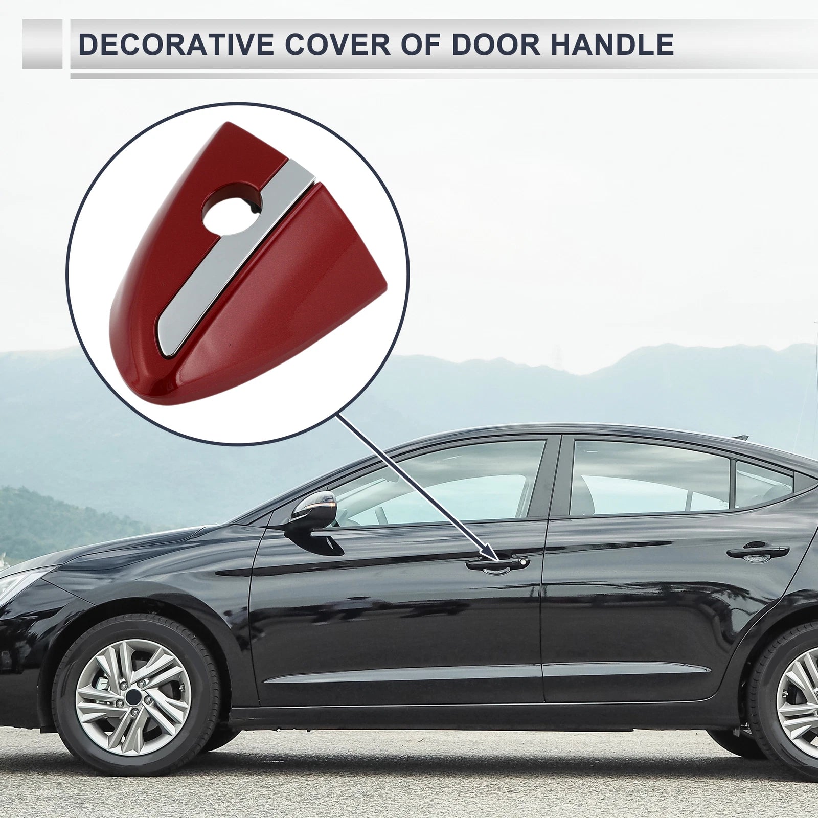 Front Left Door Handle Lock Cylinder Cover for Toyota Corolla (2014–2018) Red