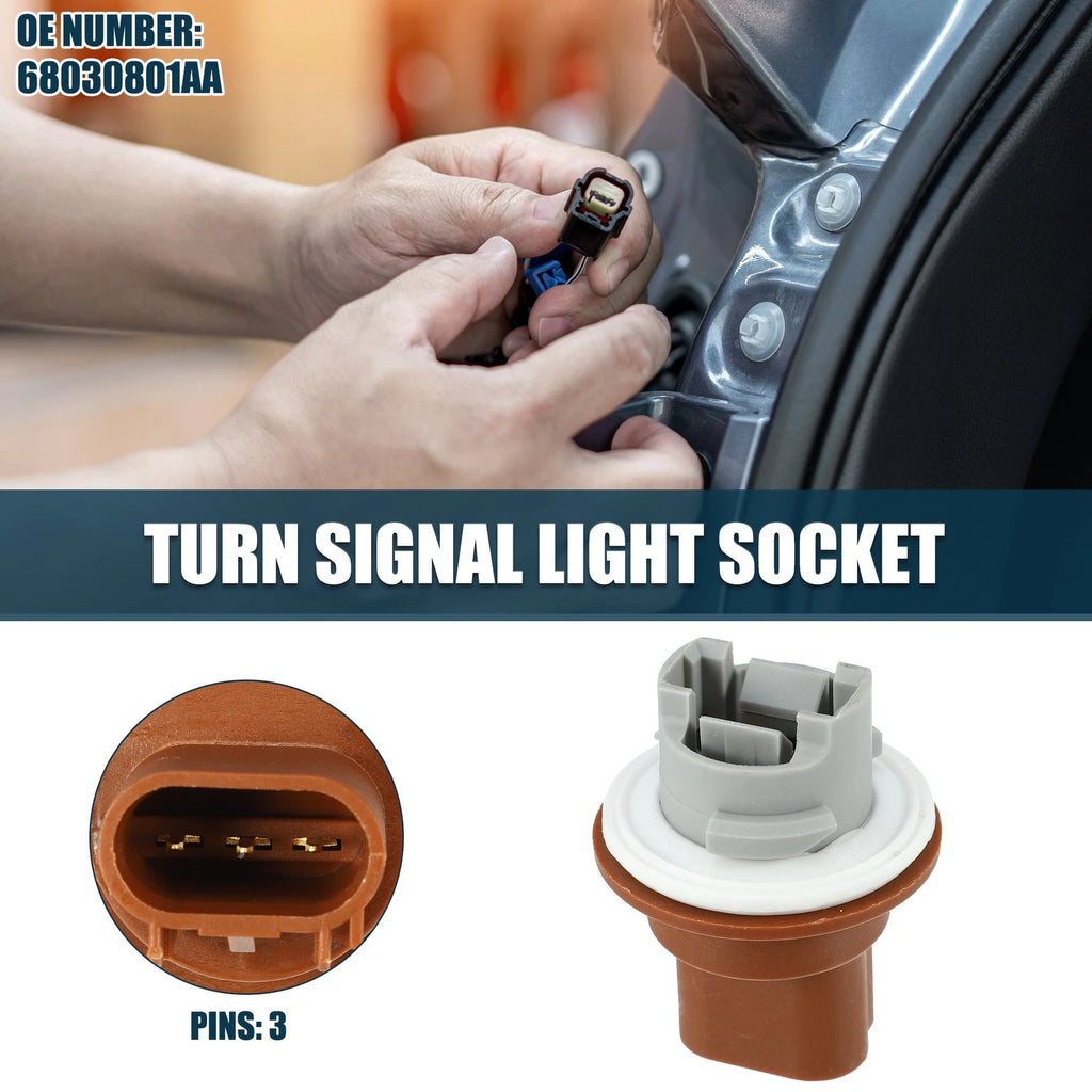 Turn Signal Light Socket 3 Pin Replacement for Dodge Grand Caravan (2011–2020)