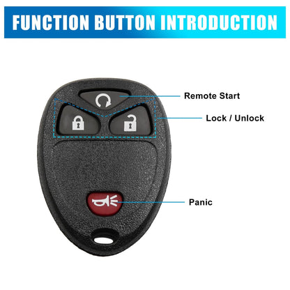 Car Key Fob Shell Case Replacement for Chevrolet HHR 2006–2011 4 Button Black