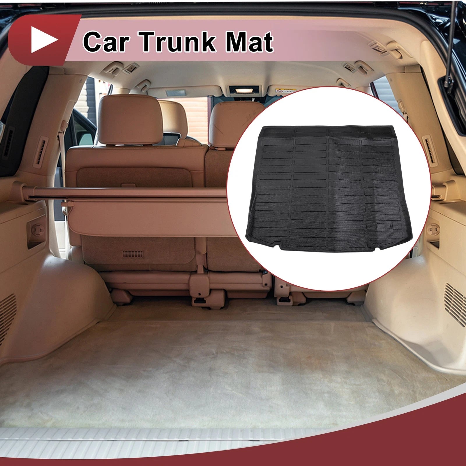 Cargo Liner Rear Trunk Mat TPE for Ford Edge (2015–2024) Long Grid Black