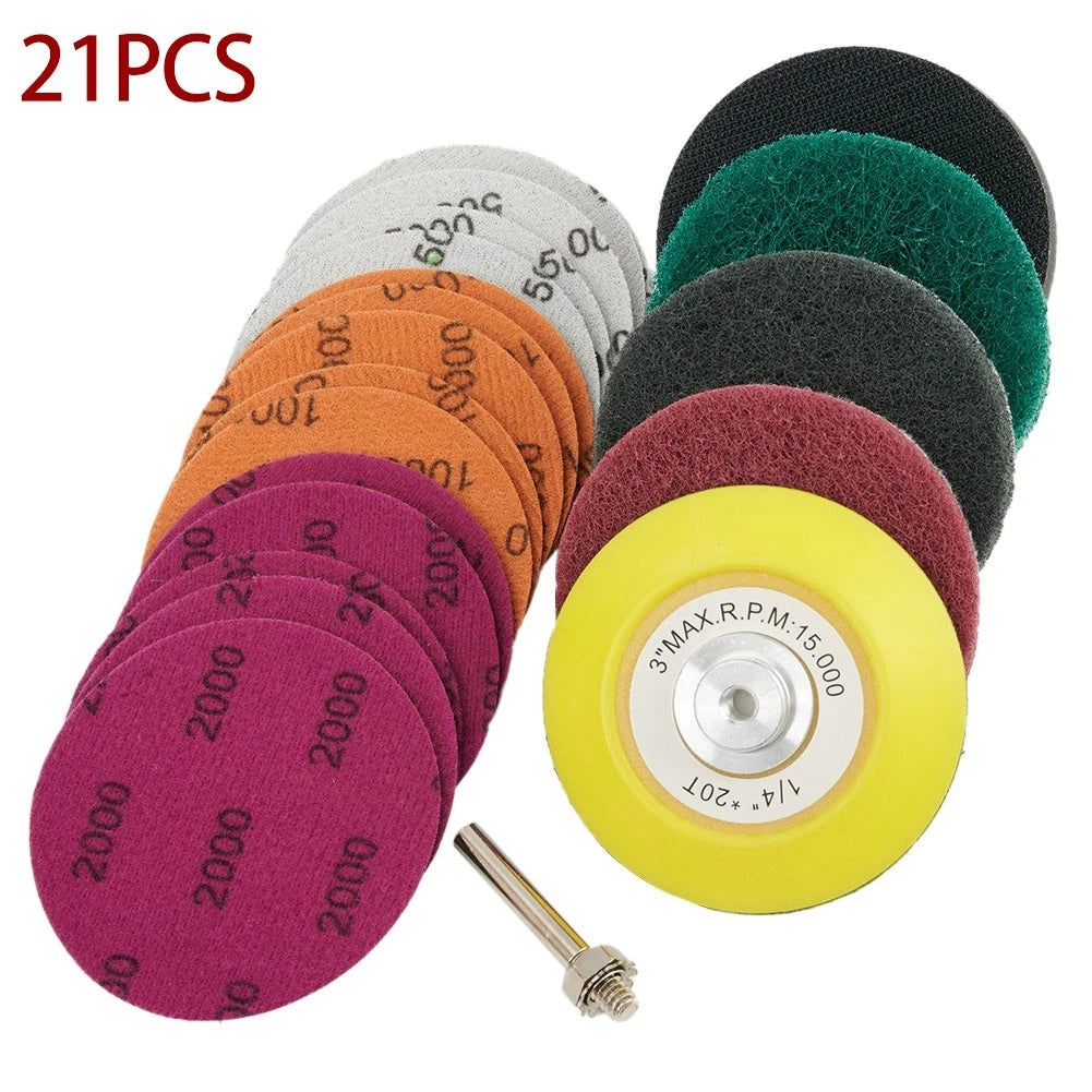 21PCS Headlights Polishing Pad Kit for Car Polisher Drill