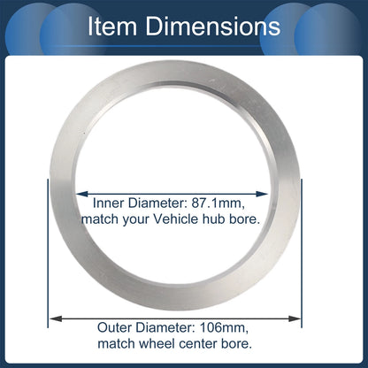 Set of 4 Hub Centric Rings for (106mm OD 87.1mm ID)