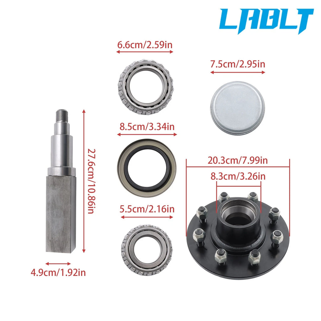Square #42 Spindle & 8 on 6.5" Bolt Trailer Hub Kit for 5000 lbs