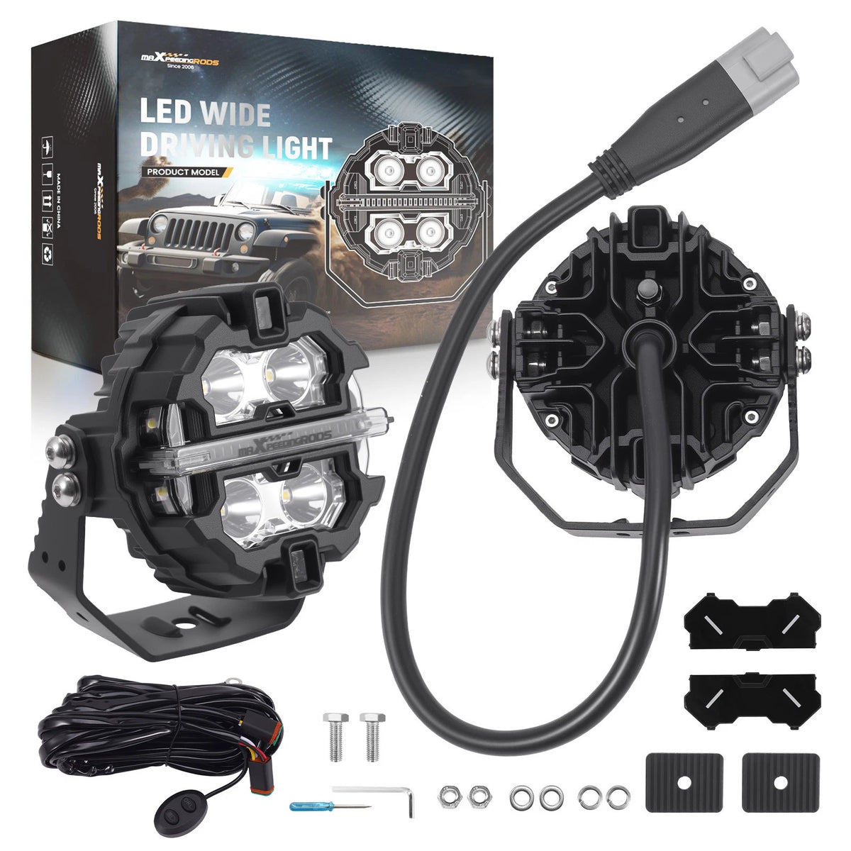 3.5" 160W LED Work Driving Light Amber & White DRL for Offroad (2010–2023)