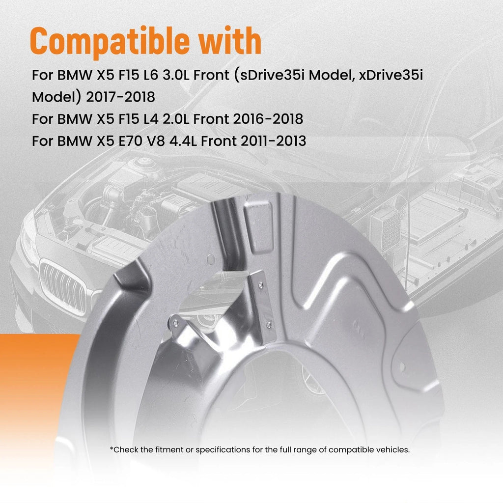 2X Front Left & Right Brake Dust Shield for BMW X6 E71 (2008–2014), F16 (2015–2019)