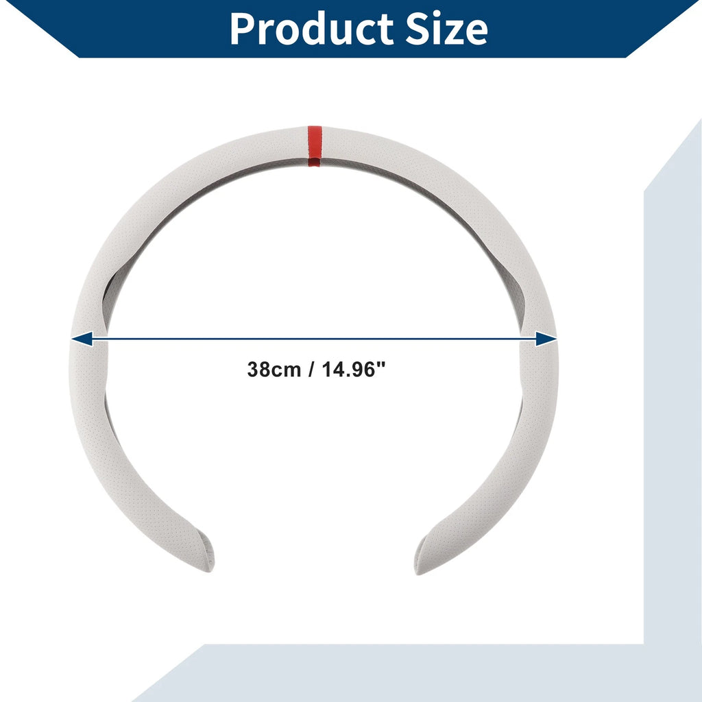 Steering Wheel Cover for Car (14.96", White Red)
