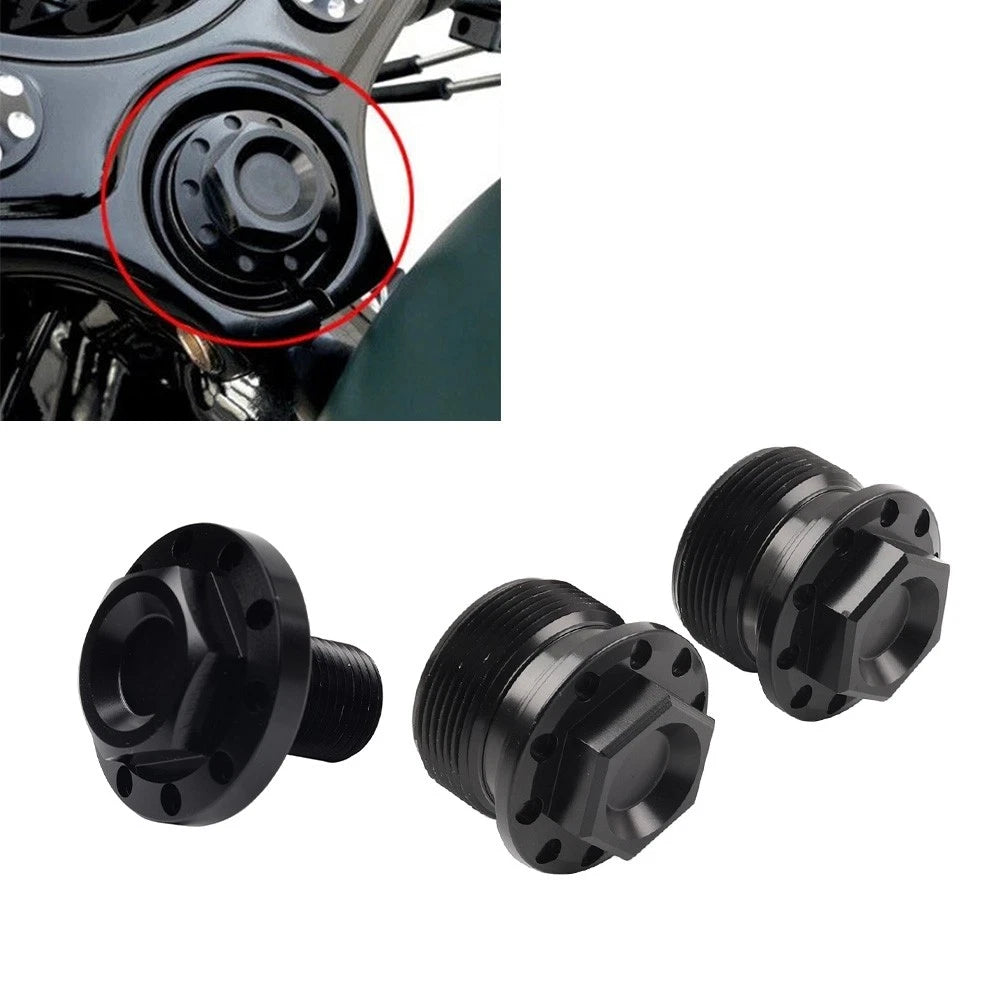 Front CNC Fork Tube Cap Bolt W/ Steering Stem Bolt For Harley FXR FXD XL883