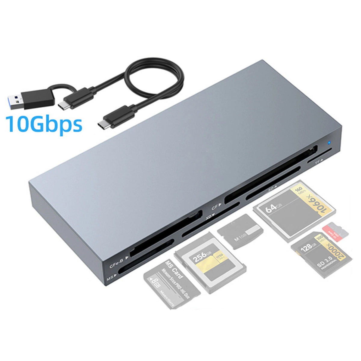 6-in-1 USB 3.2 Gen2 Card Reader for CFexpress Type B/CF/MS/XD/SD/TF