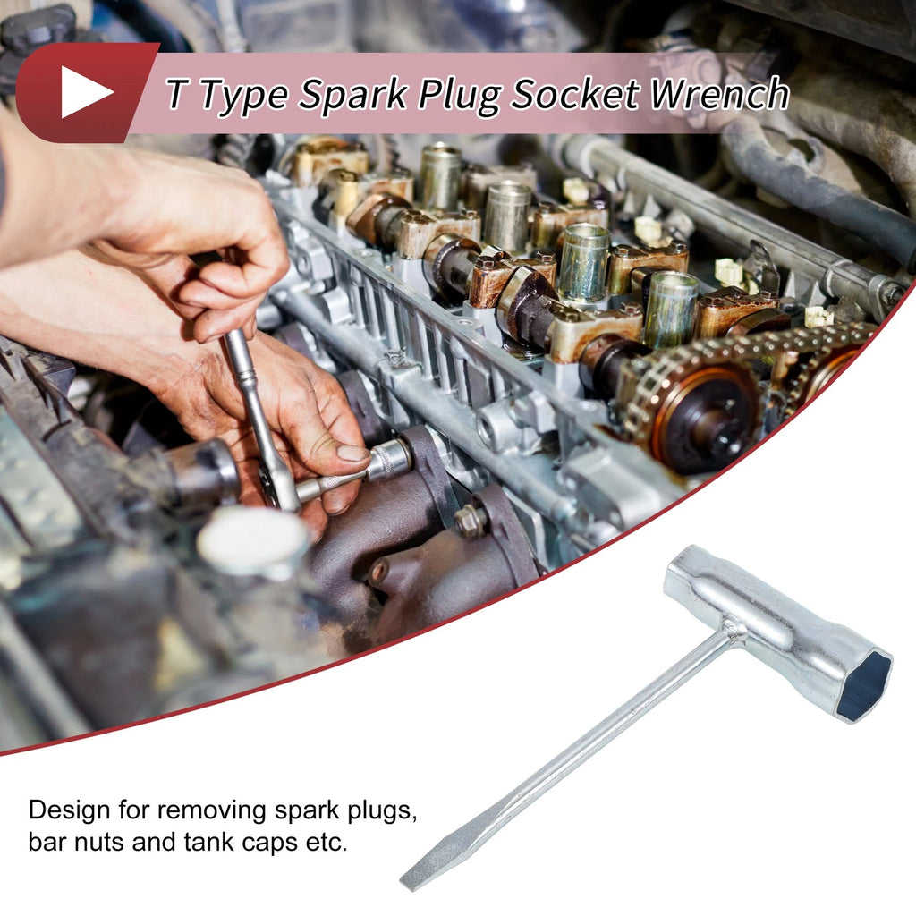 T Type 13mm 19mm Hexagon Spark Plug Socket Wrench for Universal Vehicles (1 pcs)