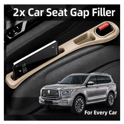 2X Beige Car Seat Gap Filler for Universal Fit (Interior Storage)