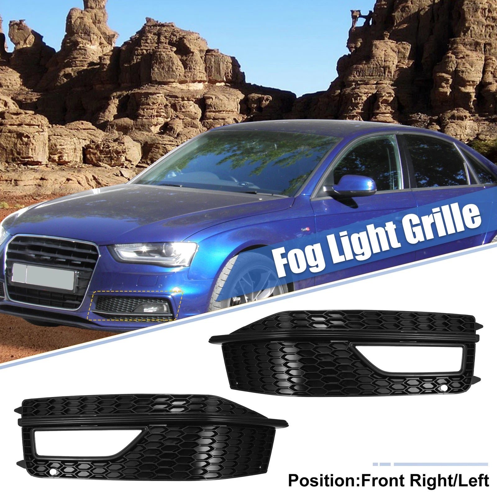 Front Bumper Fog Light Grille Cover Replacement for Audi A4 S4 (2013–2015)
