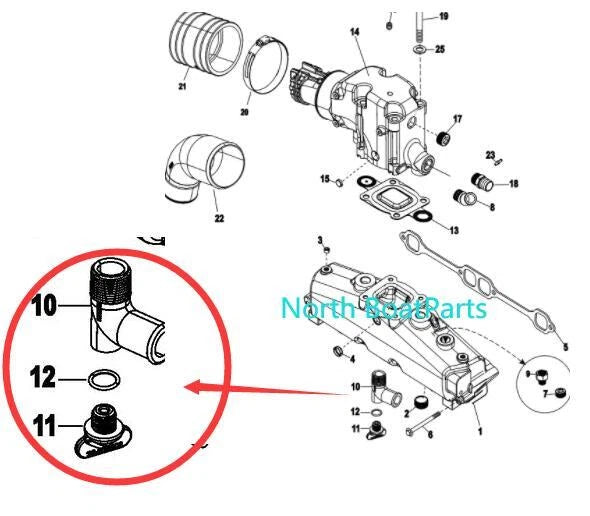 2x For MerCruiser 22-862210A01 Exhaust Manifold 90 Degree Drain Plug Elbow