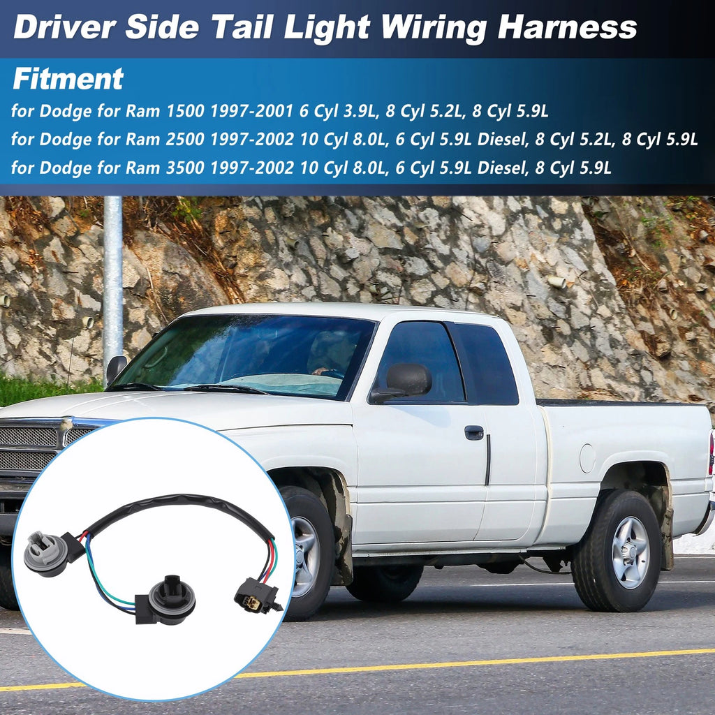Driver Side Tail Light Wiring Harness Replacement for Ram 1500 2500 3500 (2010–2017)