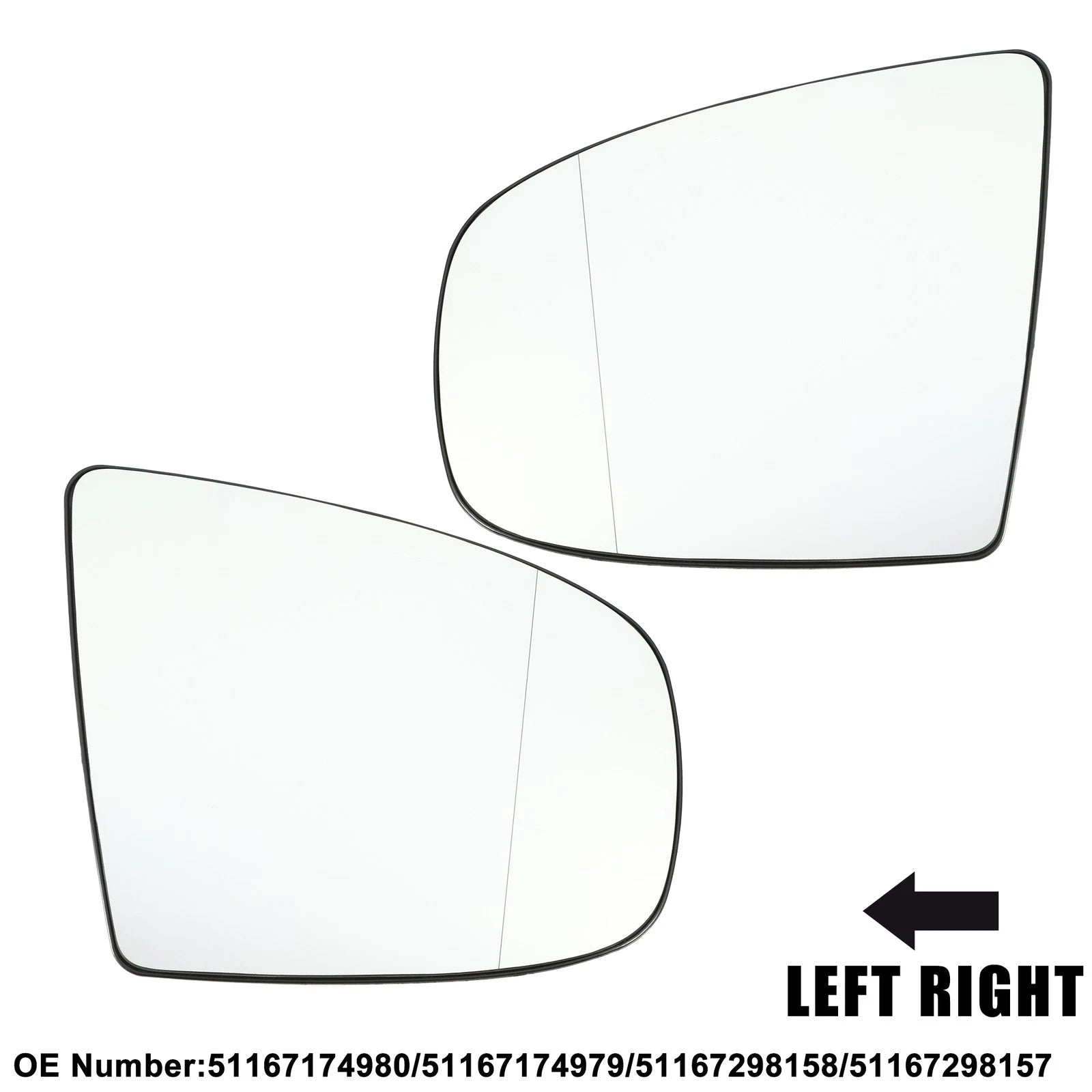 Car Mirror Glass Replacement Pair for BMW X5 X6 (2007–2019)