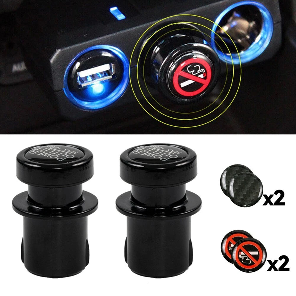 2X Outlet Cover 21MM for Car (Dustproof Black Cap)