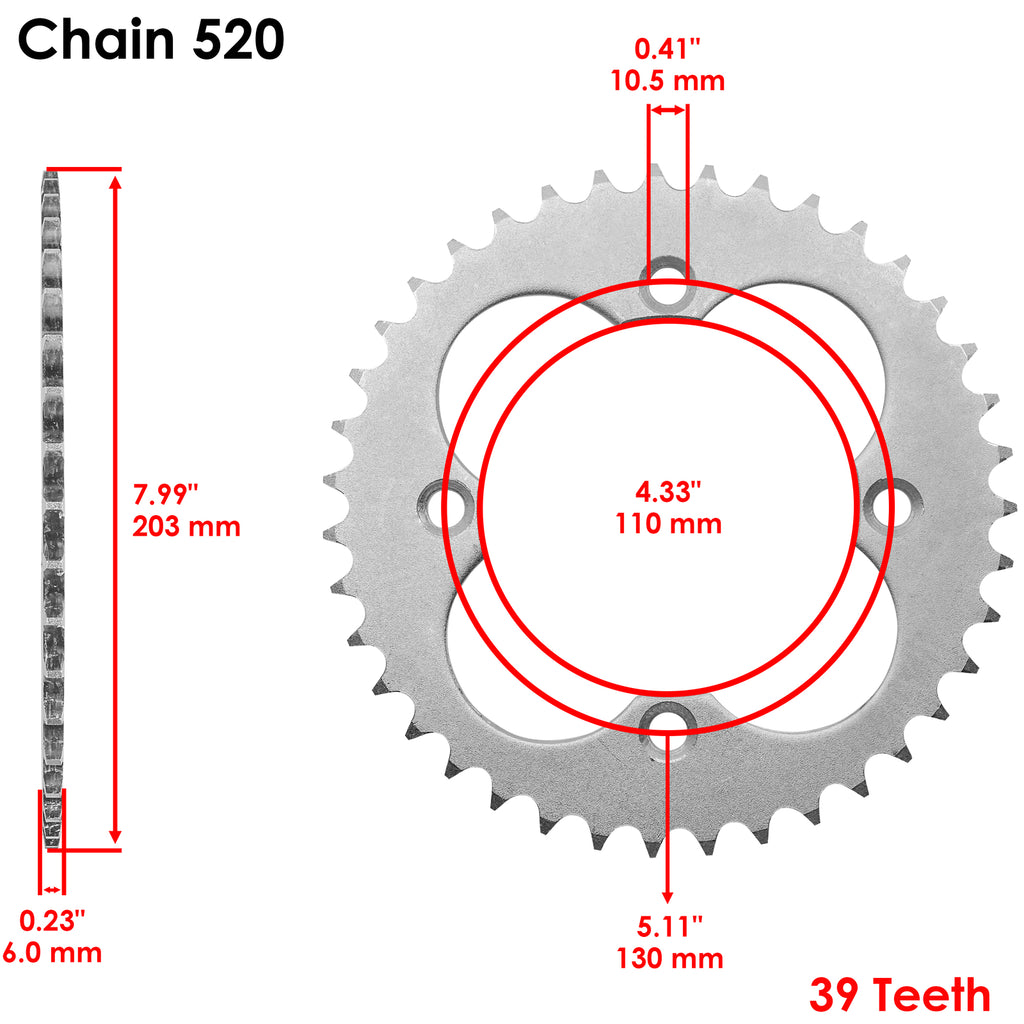 Rear Wheel Chain Sprocket Replacement for Honda TRX400X (2009–2014)