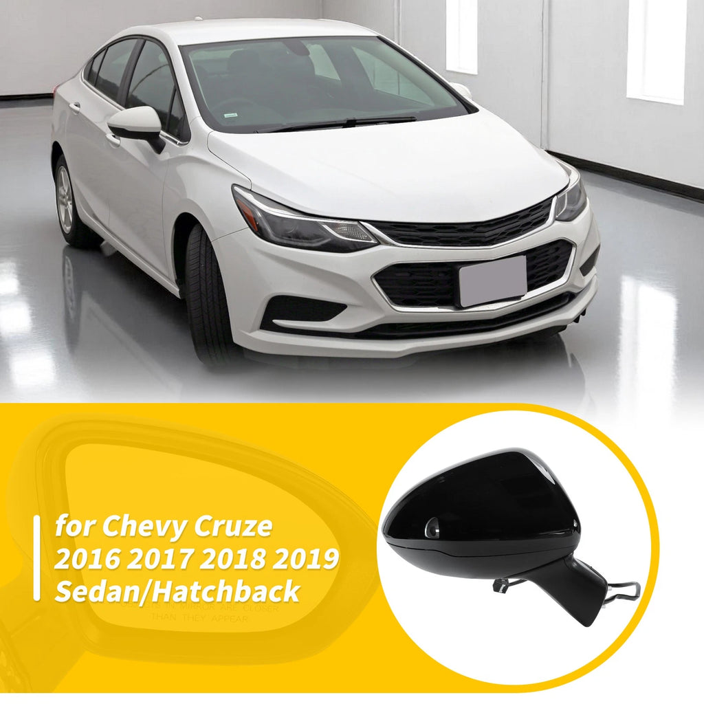 Right Passenger Side Door Mirror Gloss Black for Chevy Cruze (2016–2019)