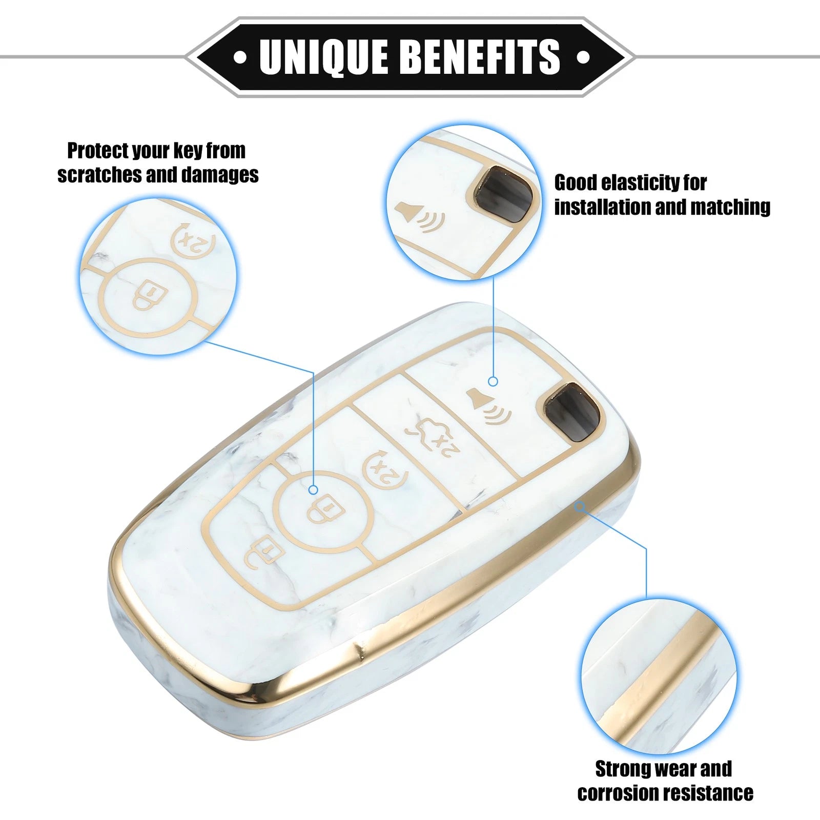 Key Fob Cover for Ford Smart Key 5 Button (Compatible)