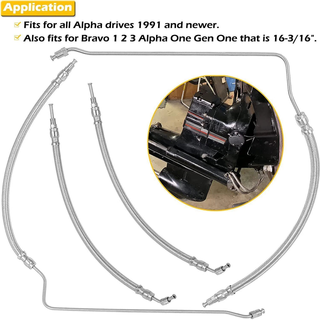 Trim Tilt Hydraulic Ram Cylinder Hose Kit for Mercruiser Alpha One Gen II (N/A)