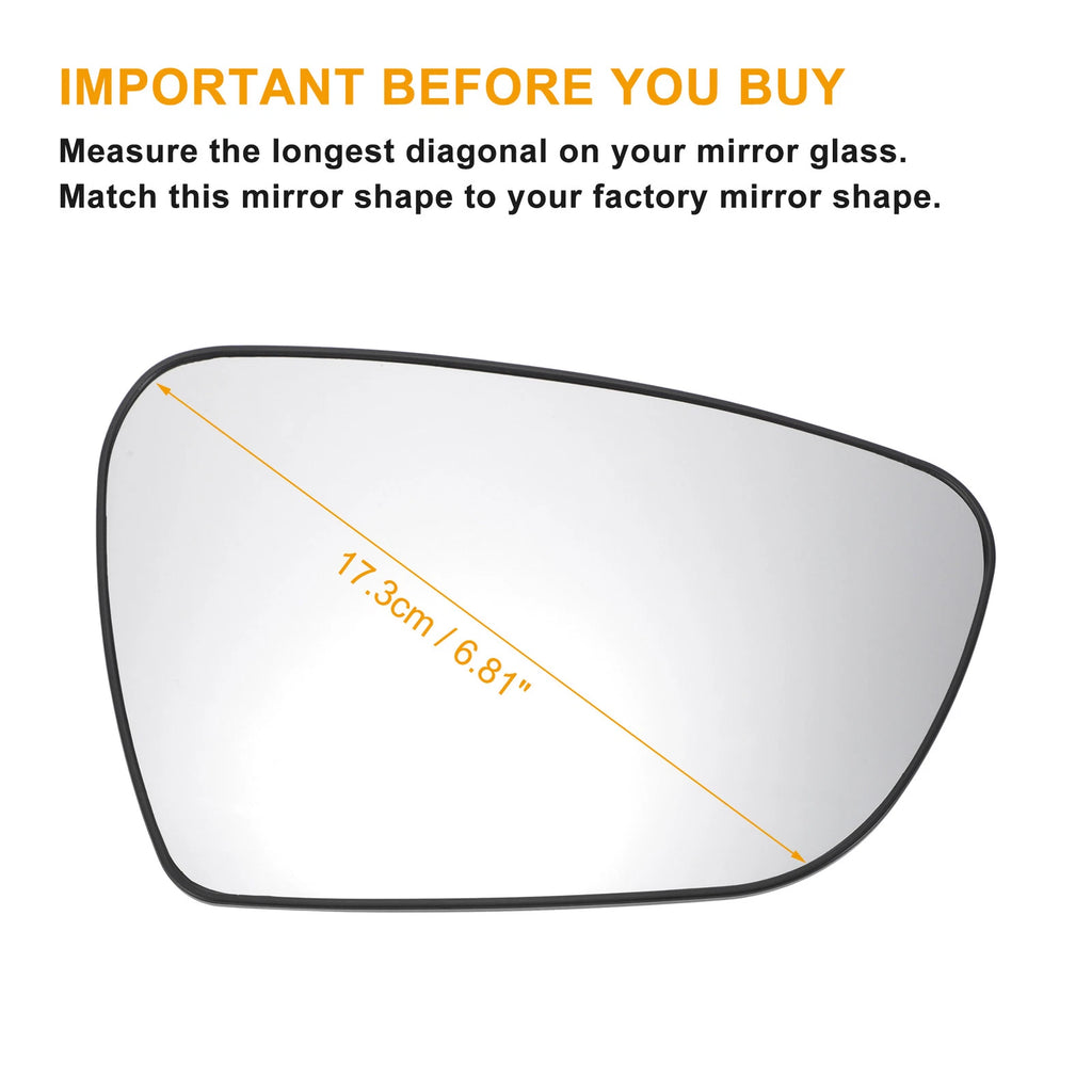 Right Side Heated White Mirror Glass for KIA Ceed (2012–2018)