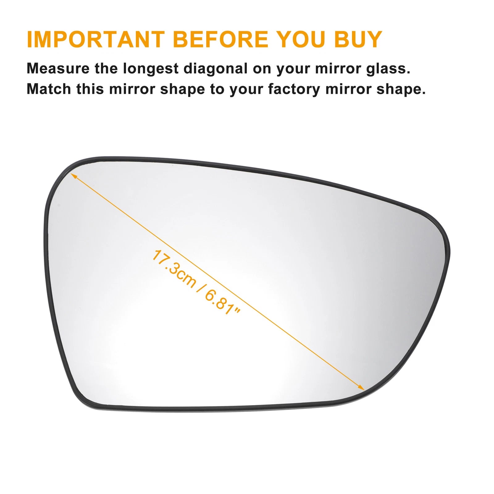 Right Side Heated White Mirror Glass for KIA Ceed (2012–2018)