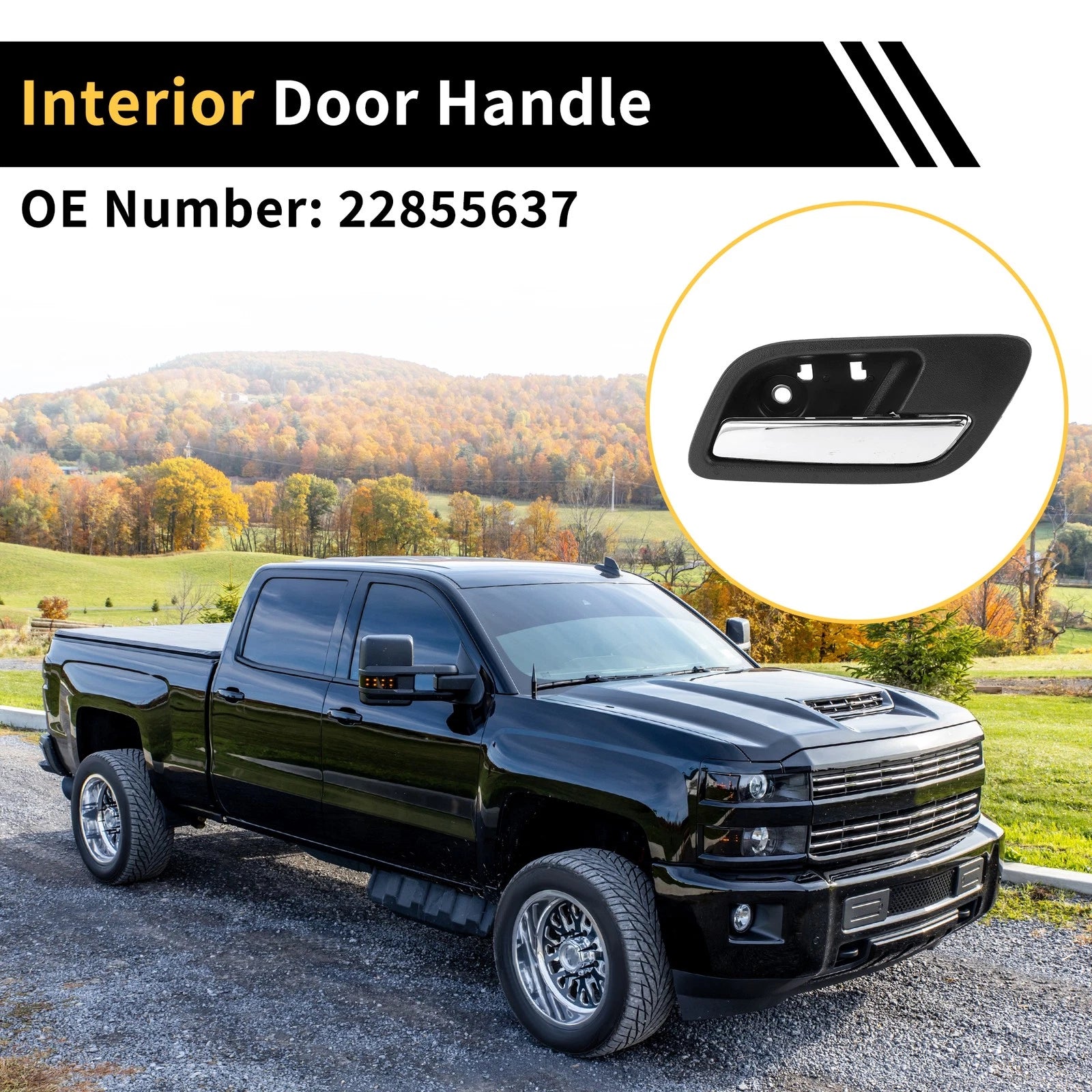 Rear Right Interior Door Handle Replacement for Chevrolet Silverado 2500HD (2011–2019)