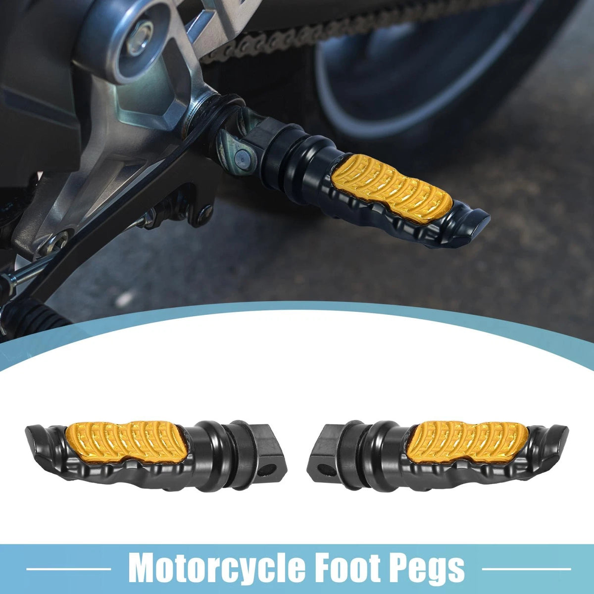 Rearset Foot Pegs Pair 8.5mm Aluminum for Motorcycle Gold Tone (Universal)