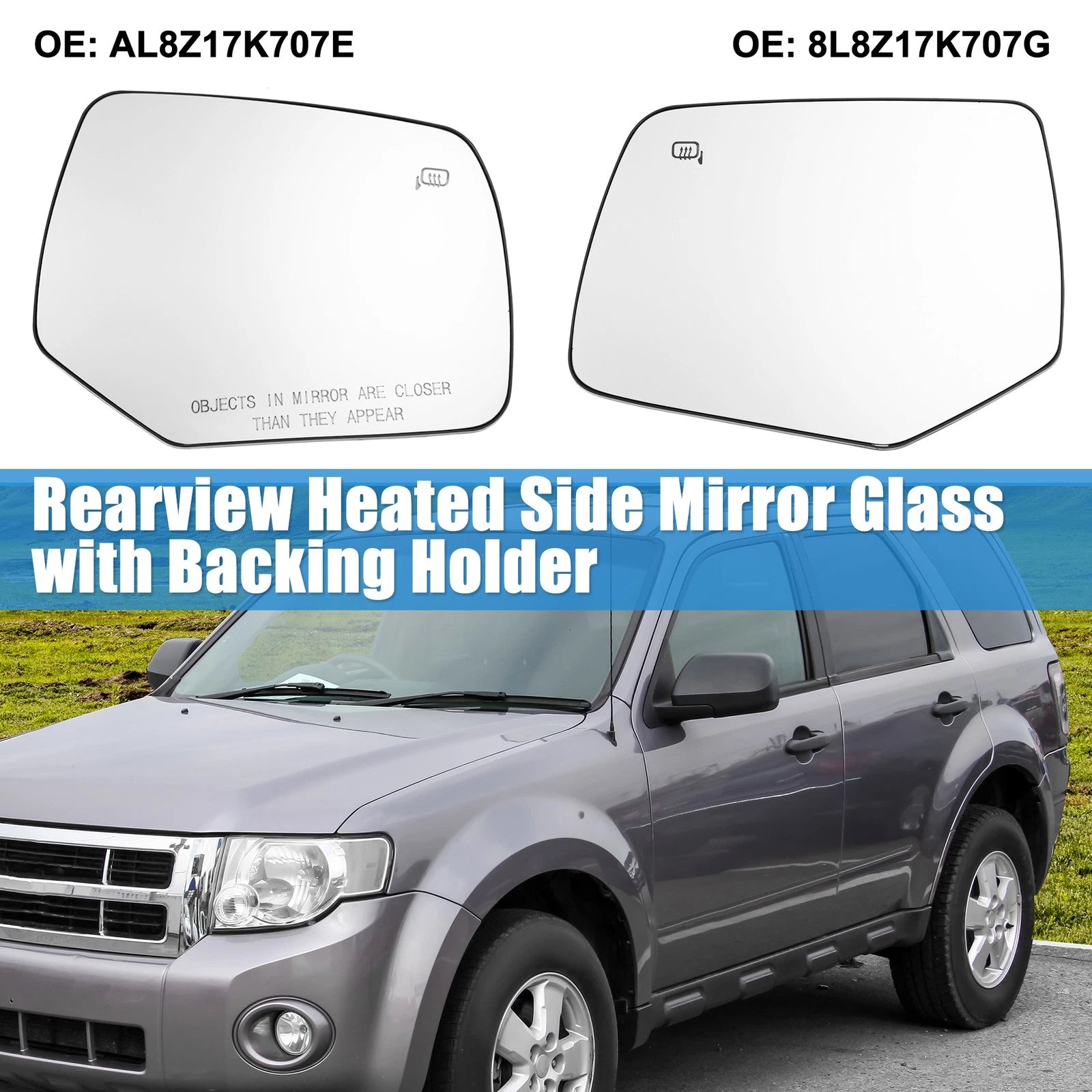 2X Heated Side Mirror Glass for Ford Escape (2008–2012)