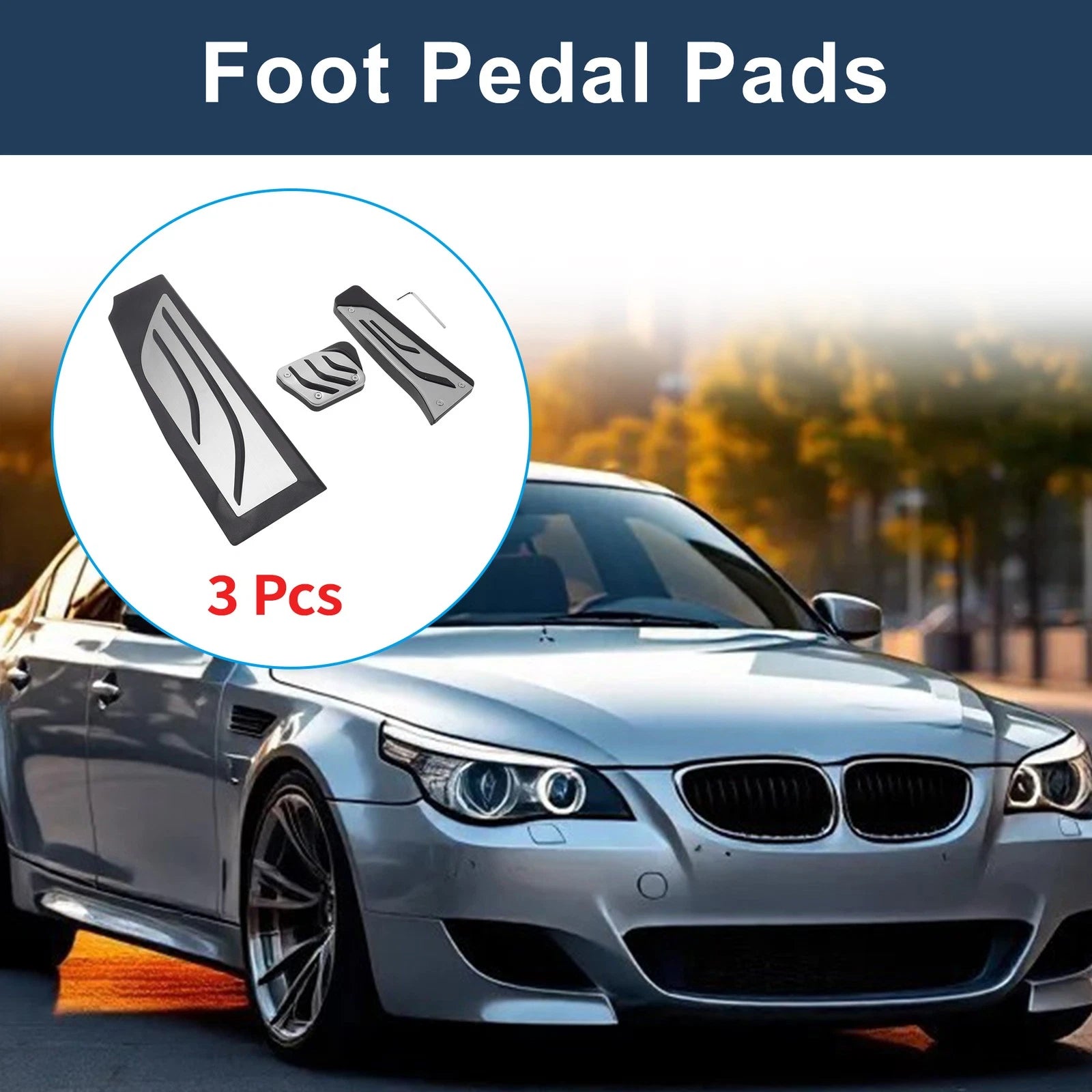 3 Pcs Automatic Foot Accelerator Pedal Covers for BMW 5 Series E60 (2004–2010)