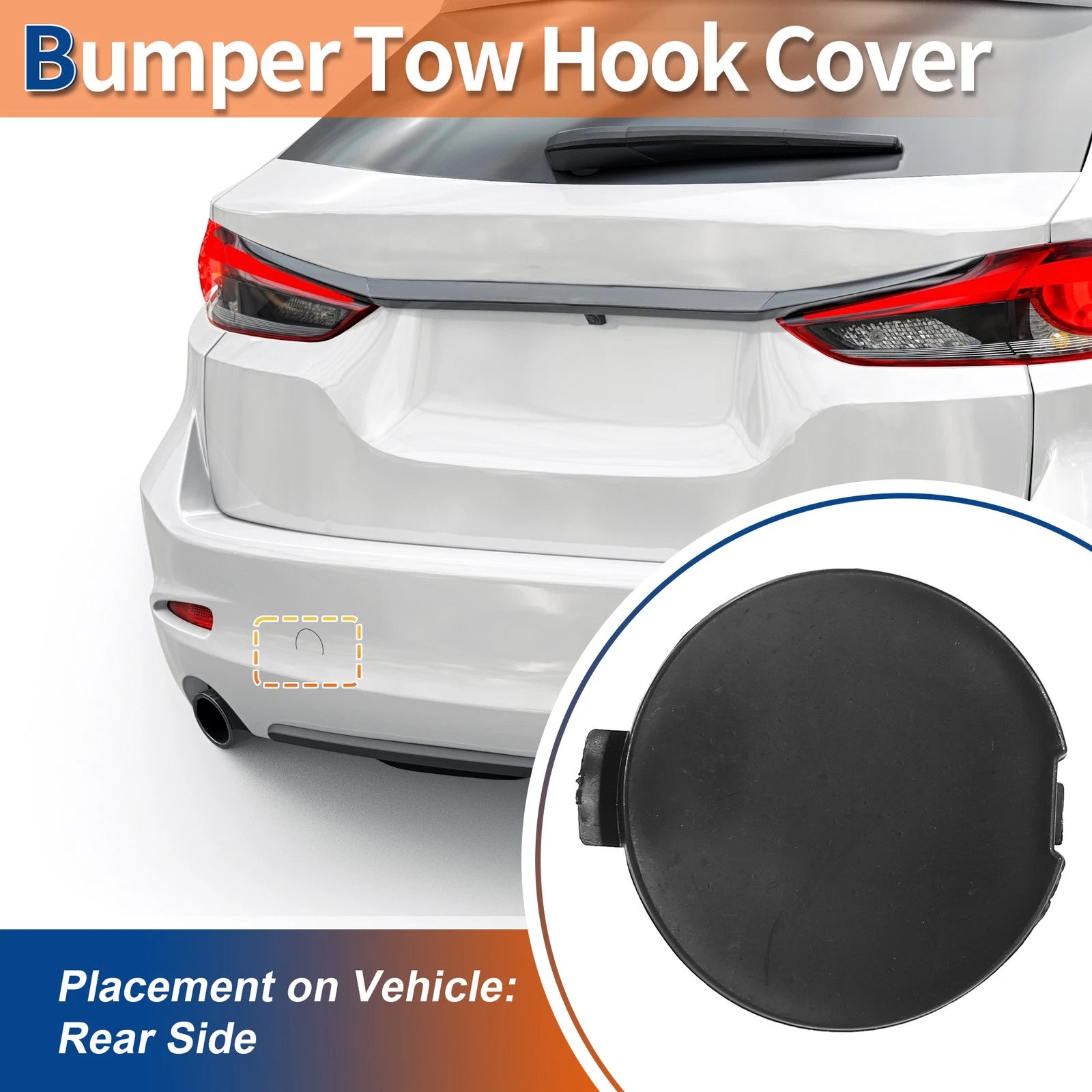 Rear Left Tow Hook Cover for Mazda 6 Atenza 2018–2021 Unpainted