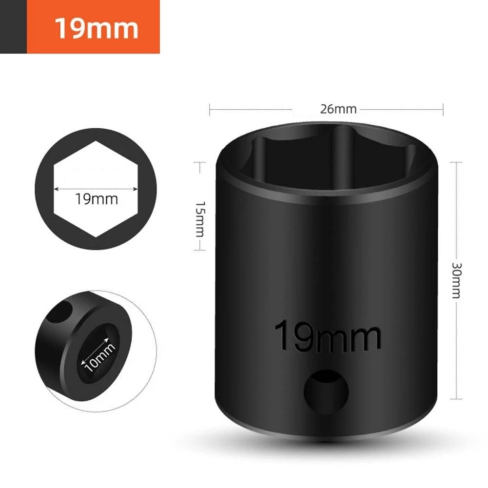 3/8in Drive Hex Socket Wrench Adapter for Metric Fasteners 8-22mm