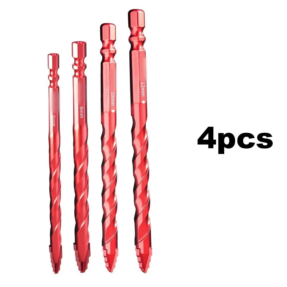 4-Piece Masonry Drill Bit Set for Quick Change Hex Shank