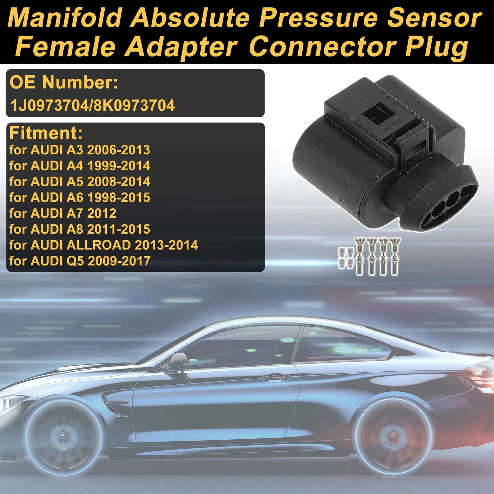 4Pin Manifold Absolute Pressure Sensor Connector Plug Adapter for Audi A3 (2005–2015)