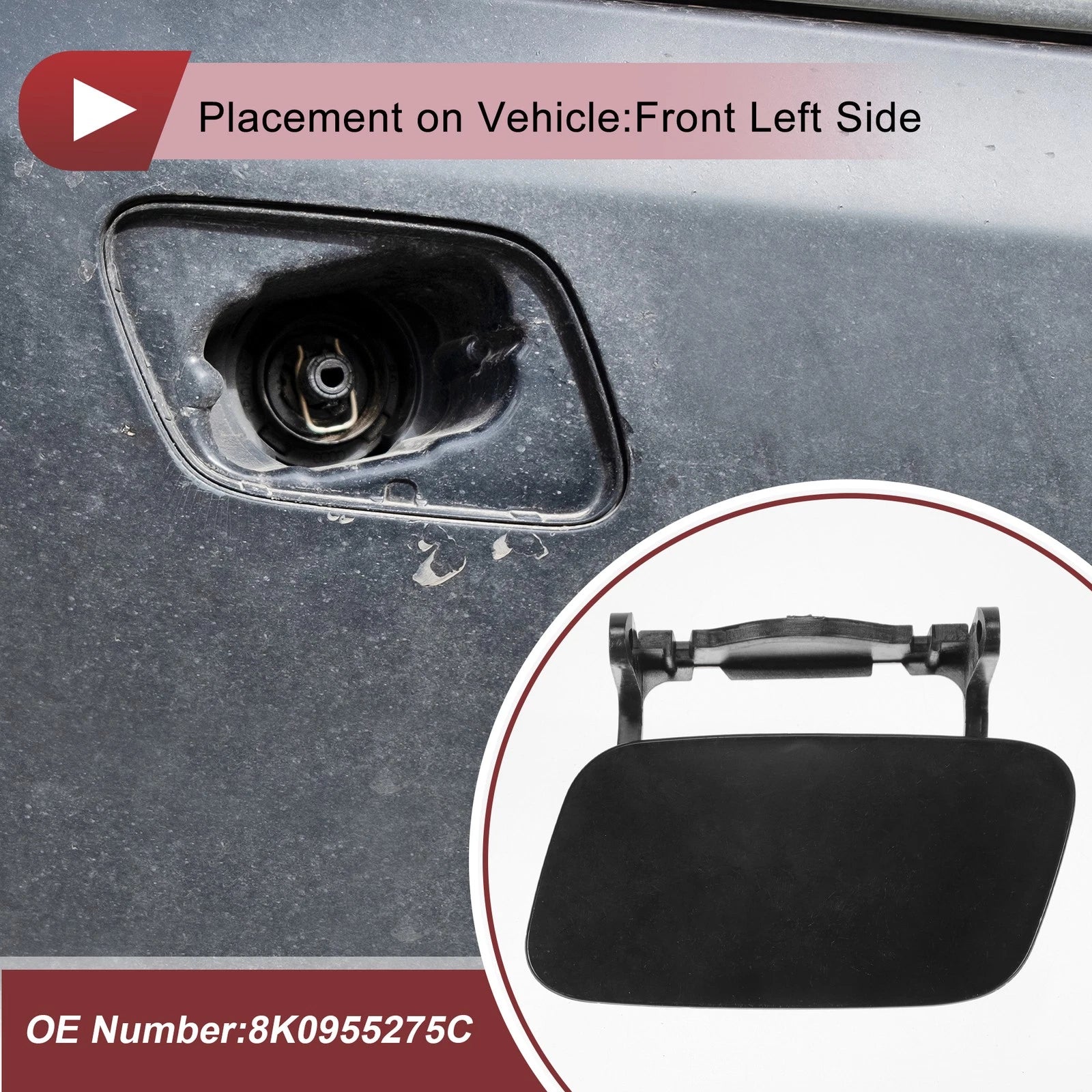 Front Left Washer Nozzle Cover Cap for Audi A4 S4 (2013–2015) Unpainted