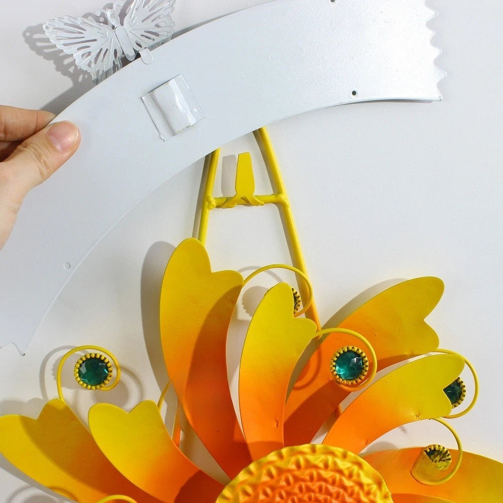 Garden Wind Spinner with Sunflower Pattern Iron Outdoor Windmill 30cm