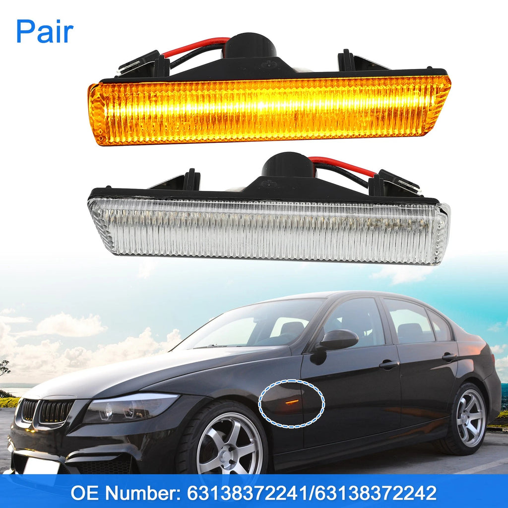 Pair Clear LED Side Marker Light Replacement for BMW E36 (1992–1999)