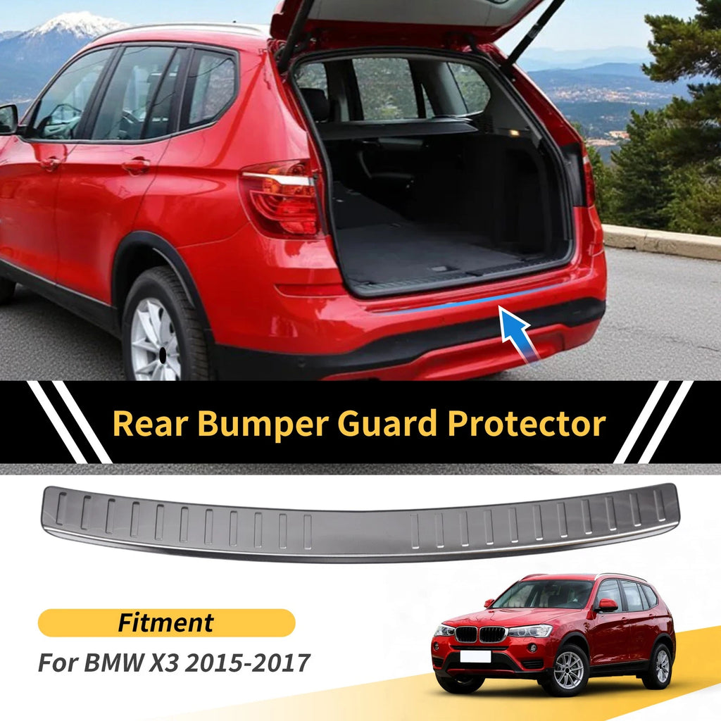 Rear Bumper Topper for BMW X3 (2015–2017) Silver Tone