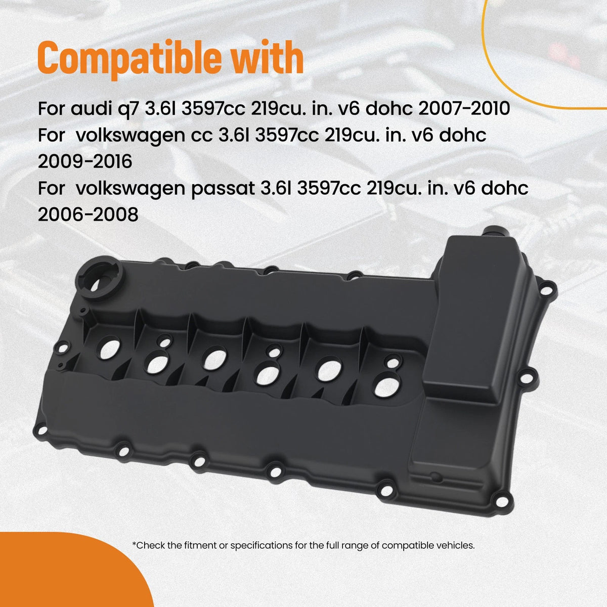 Engine Valve Cover with Gasket for Audi Q7 VW CC Passat 3.6L (2007–2015)